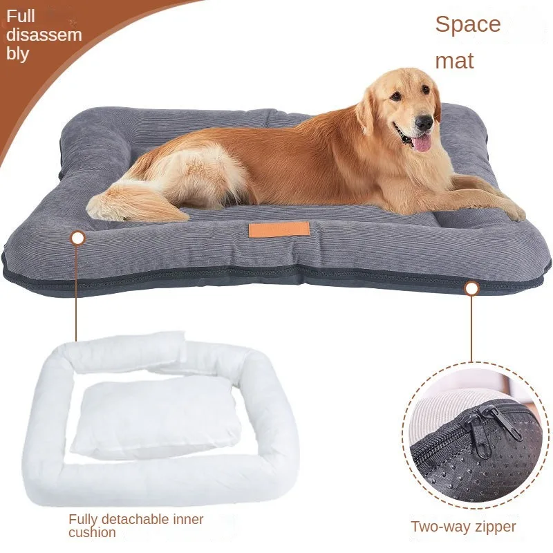 Detachable and Washable Dog Bed, Removable and Washable, Corduroy, Non-slip, Zipper Pet Sofa Bed, Suitable for Cats and Dogs