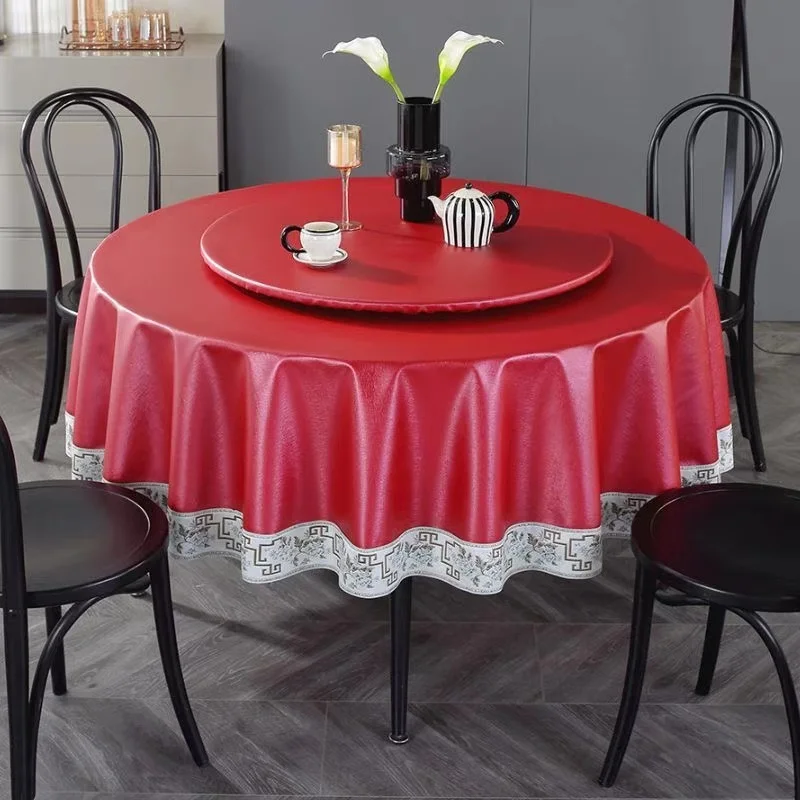 2024 new Chinese style round tablecloth oil-proof, wash-free and scalding-proof cloth for home use