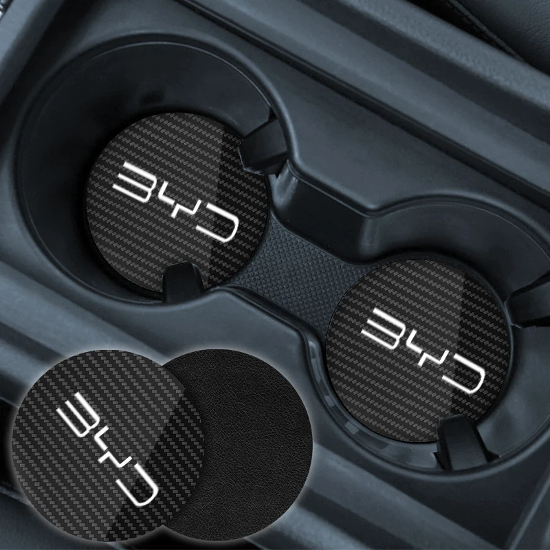 2Pcs For BYD Atto 3 Yuan F3 E6 F0 G3 I3 Plus Ea1 Song Max Tang Dmi 2din Pro E2 Car Coasters Water Cup Anti Slip Mat Accessories