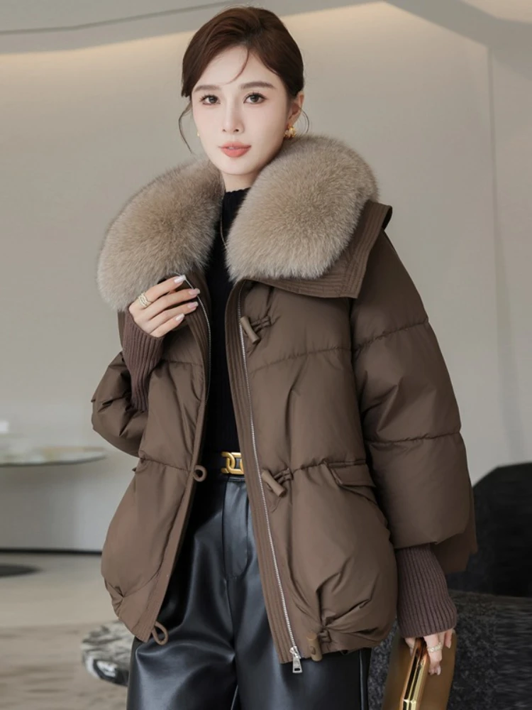 2025 para baixo algodão curto acolchoado jaqueta feminina parkas gola de pele outono inverno casacos grossos feminino preto casual outerwear roupas