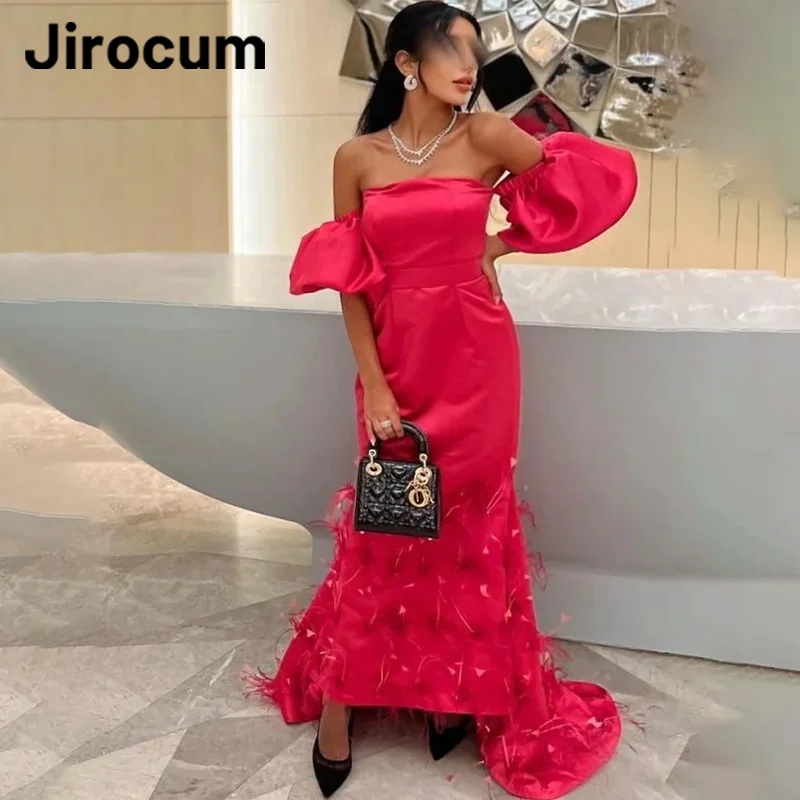 

Jirocum элегантное платье русалки для выпускного вечера женское без бретелек с перьями на заказ вечернее платье Саудовская Аравия длиной до пола, вечерние платья