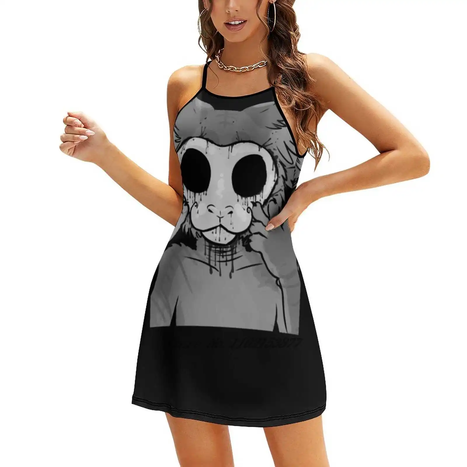 Behind The Mask Loose Pocket Dress Summer Sexy V Neck Dress Print Short Sleeve Dress Identity Anthro Anthropomorphic Furry