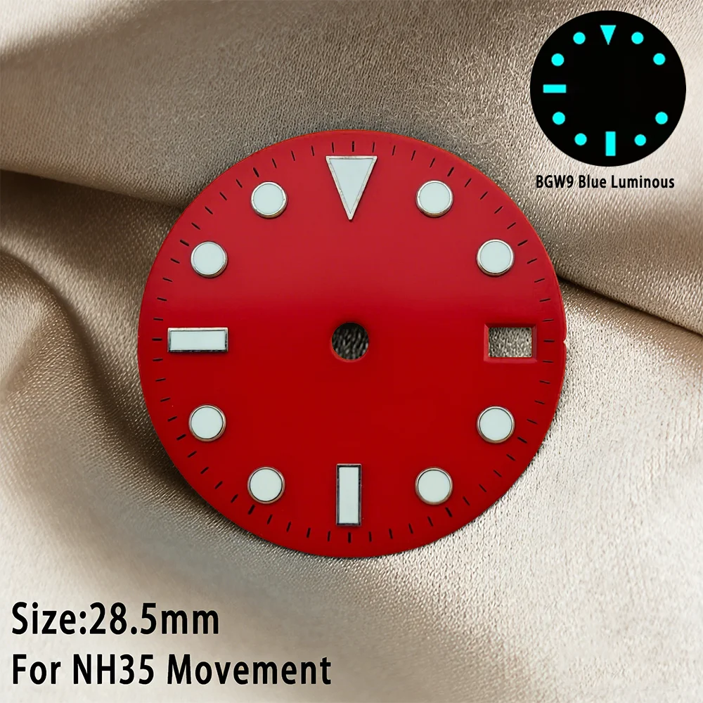 NH35 Zifferblatt 28,5MM Uhrenzifferblatt NH36 Zifferblatt NH35 SUB Zifferblatt BGW9 Blau Leuchtend NH35 Zifferblatt mit Zeigern Kalender Uhrenzifferblatt Modifikation – Detail 25