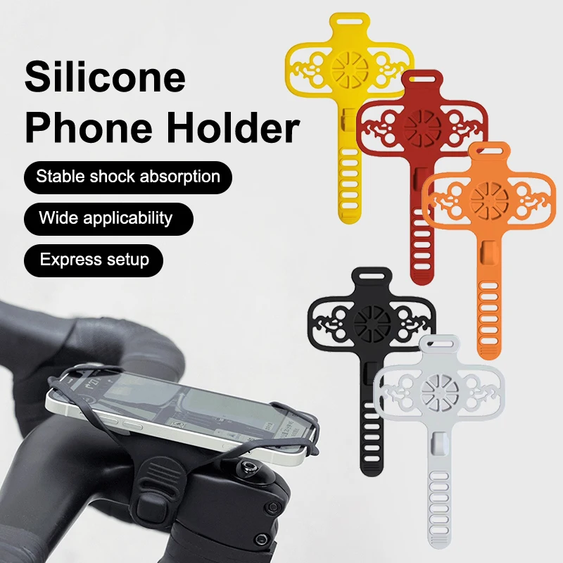 Universal Silicone Bike Phone Holder - Motorcycle Handlebar Bracket Stand for 4-7 Inch Phones Bicycle Accessory