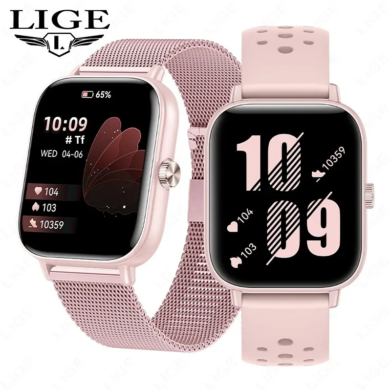 

LIGE 2025 New Smart Watch Women Health Monitoring IP68 Waterproof Custom Dial Smartwatch Voice Calling Smartwatches Android iOS