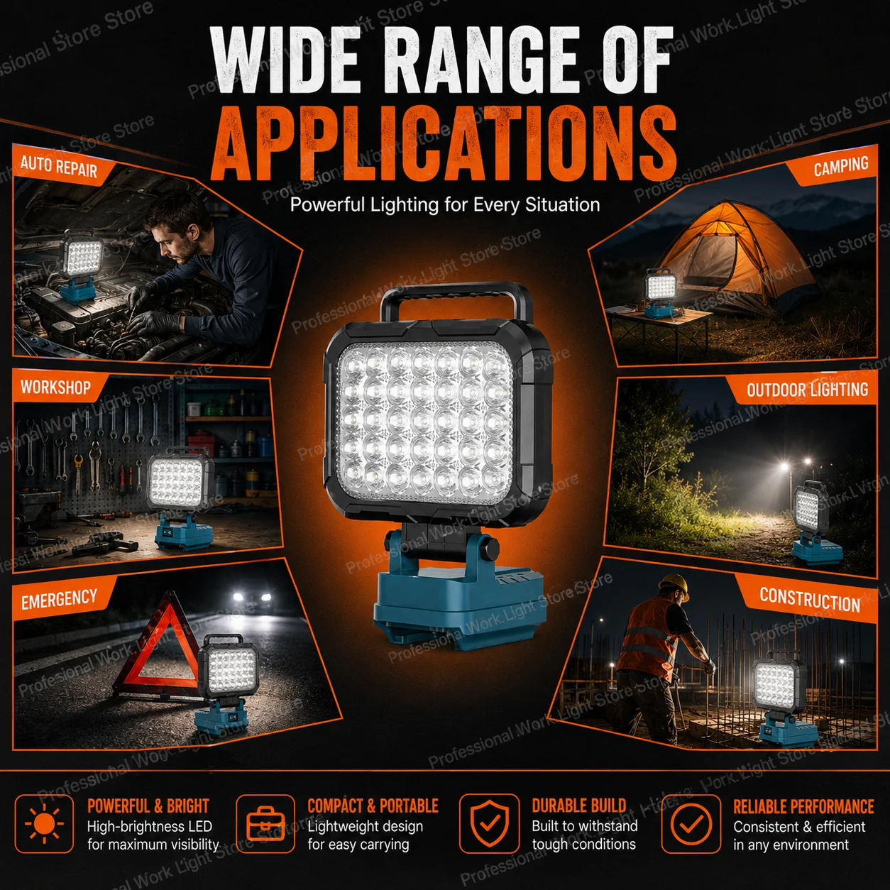 5 inch LED Work Light Lantern For Makita 18V Li-ion Battery Emergency Lamp Flashlight Torch Spotlight Camping Lighting With USB