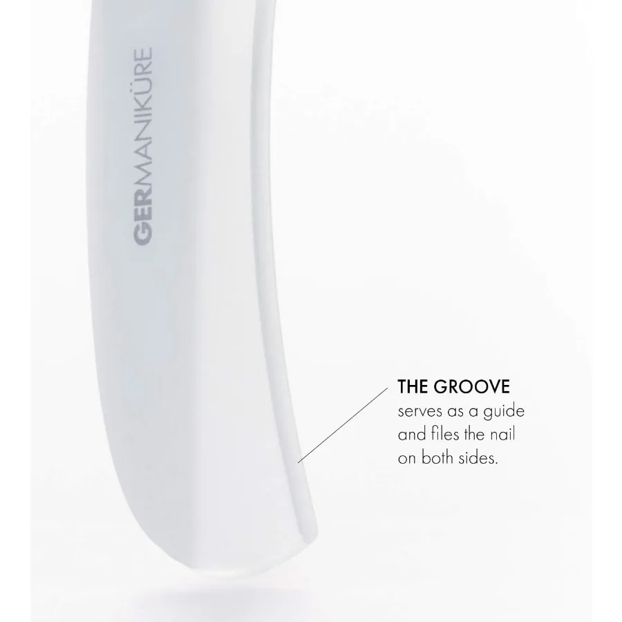 Gray Glass Moonfile in Suede Case Ethically Made in Czech Republic for Easy Guided Nail Filing Perfect for AtHome Spa Treatment