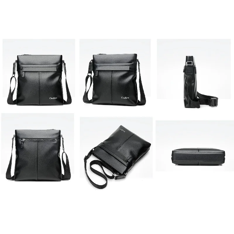 Men's PU Leather Business Shoulder Bag Letter Zip Pocket