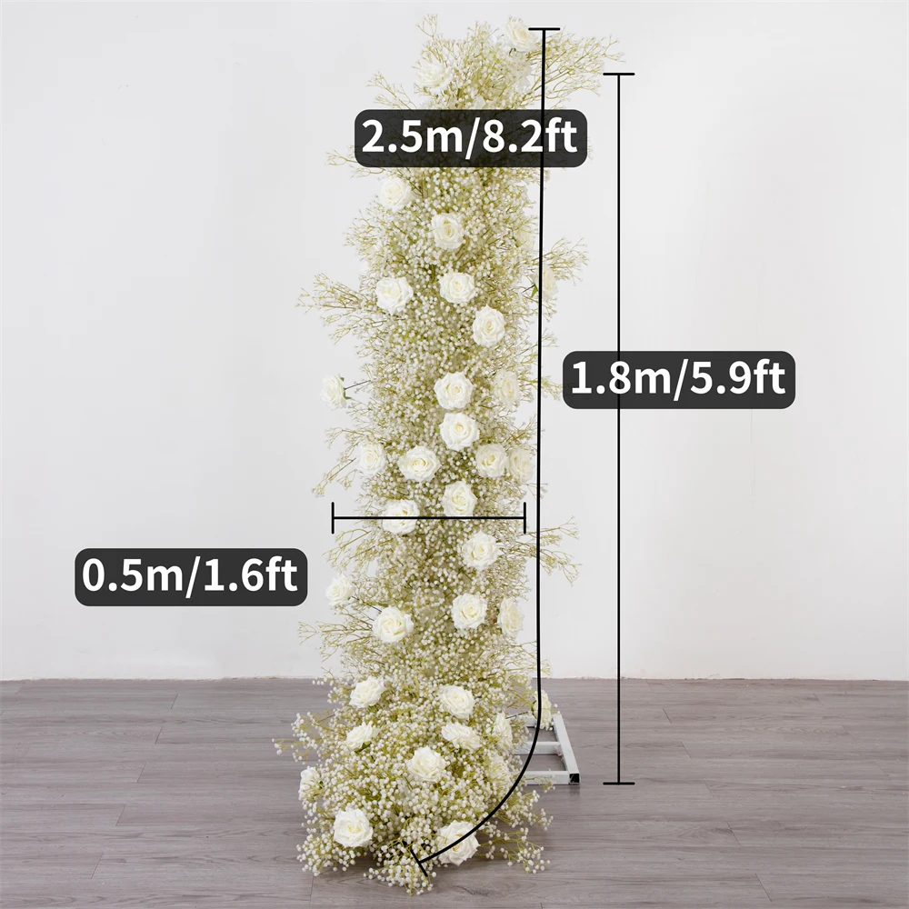 2.5m White Rose Baby Breathe Artificial Flowers Floral Arrangement with Stand Wedding Party Event Backdrop Decoration Props