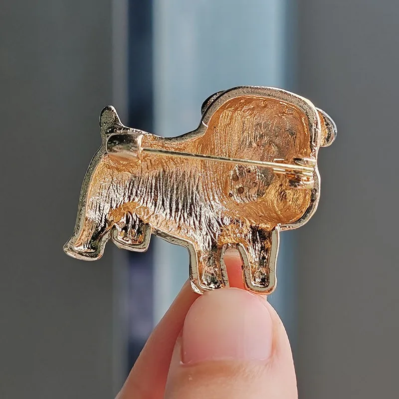 Nowe Śliczne Rhinestone Puppy Dog Broszki Dla Kobiet Mężczyzn Koreańska Moda Urocza Pies Animal Broszka Odzież Plecak Szpilki Biżuteria Prezent — zdjęcie 5