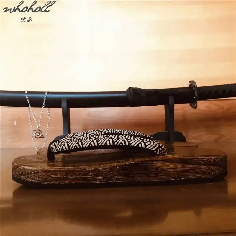 WHOHOLL bois Geta été homme femme pantoufle grand japonais bois Geta tongs sabots antidérapants pantoufles grande taille 47 48