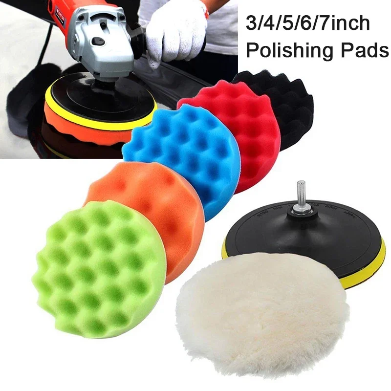 

3 4 5 6 7 Inch Car Polishing Pads Waxing Buffing Pad Sponge Wool Polishing Disc Wheel Kit for Polisher Machine Electric Drill