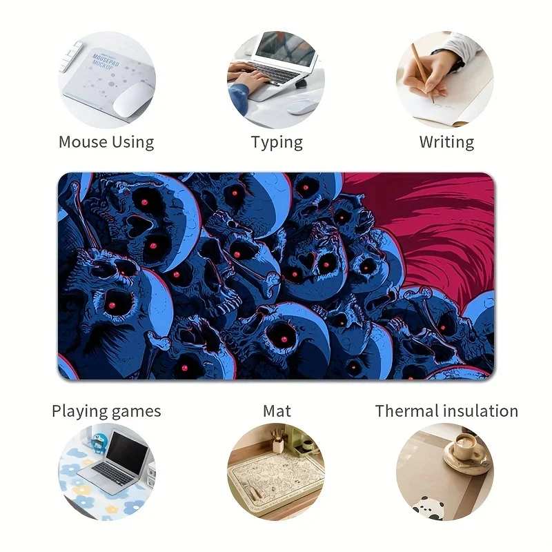 Blue skull mouse pad large gaming mats XXL desk mat gamer pc accessories keyboard expansion pads rubber anti-slip office mats