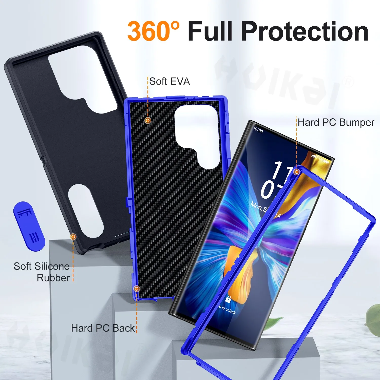 Case For Samsung Galaxy S24 Ultra S23 Ultra S22 Ultra 3 in 1 Shockproof Heavy Duty Anti-Scratch Rugged Protective Kickstand Cove