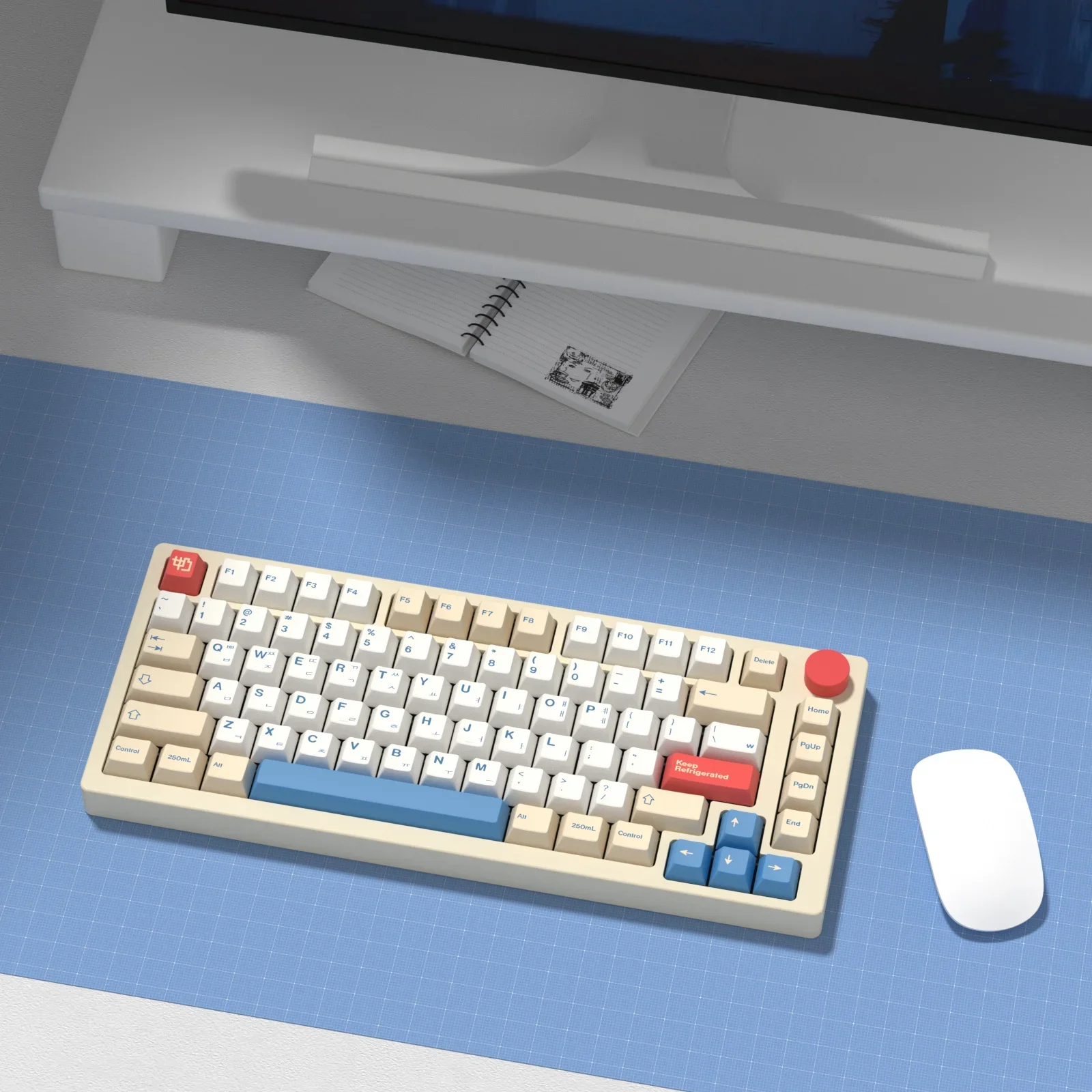 

KBDiy PBT Retro Soy Milk Keycaps Cherry Profile Korean Keycap for Mechanical Keyboard Gaming for F108 F99 Pro ACE60 ACE68 RAINY