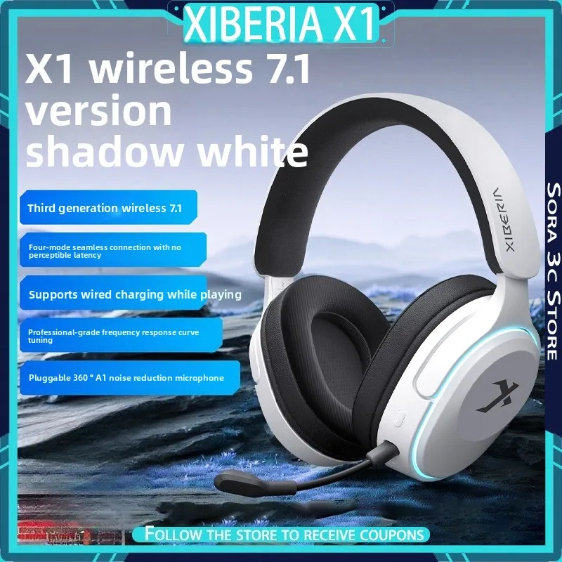 XIBERIA X1 Wireless Over-Ear Headphones 7.1 Surround Sound Lightweight Pluggable Microphone Low Latency Gaming Headphones