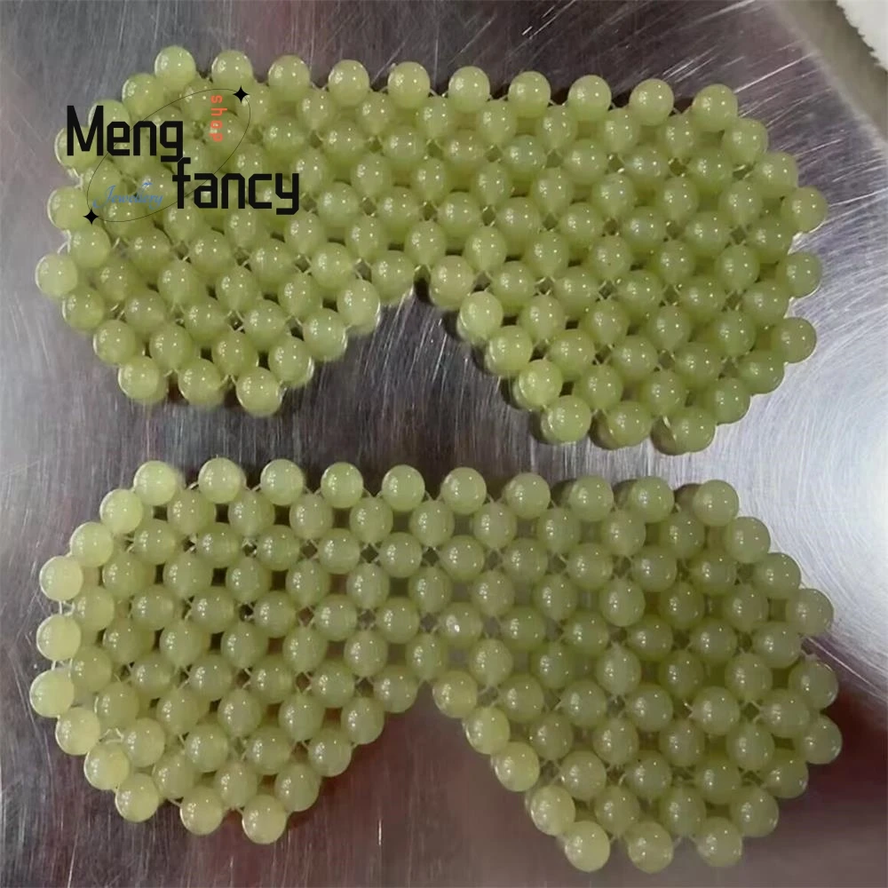 

Natural Ice-transparent Xiuyan Jade Yaowangshi Beaded Woven eye Accessories for Relieving Fatigue Ice Packs for Eyelids Jewelry