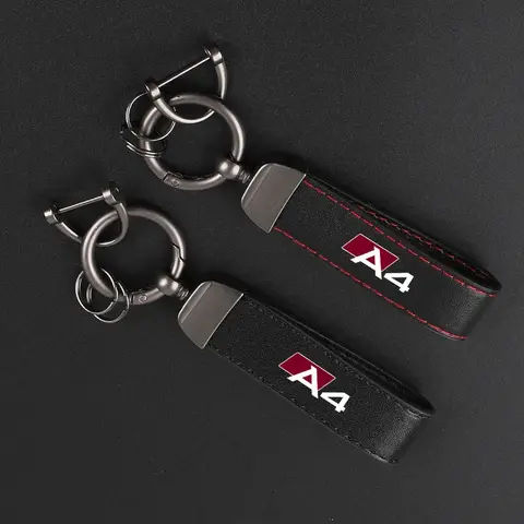 Deluxe Leather Keychain with Car Badge Keychain Pendant For AUDI A4