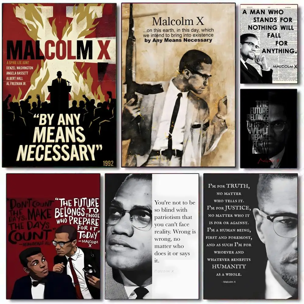 Poster Art painting with prints Home bedroom living room decoration gift African-American civil rights movement M-Malcolm X 2