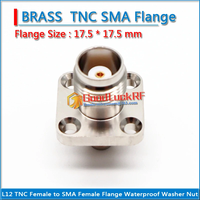 10G L12 TNC Female to SMA Female 4 hole Flange Panel Mount O-ring Waterproof Brass 17.5 * 17.5 mm Coaxial RF Connector Adapters