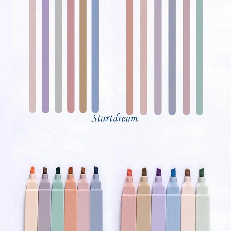 

12 Color Highlighter Marker Pens Dual-ended Art Marker Long-lasting Quick Dry for Doodling DIY Scrapbooking Album K92C