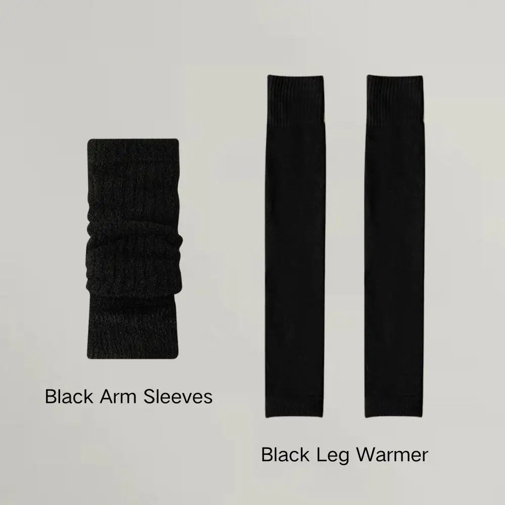 Hot Y2K Long Fingerless Gloves Leg Covers Punk Gothic Lolita Gloves Solid Color Leg Warmers Knitted Knee High Socks Arm Warmers