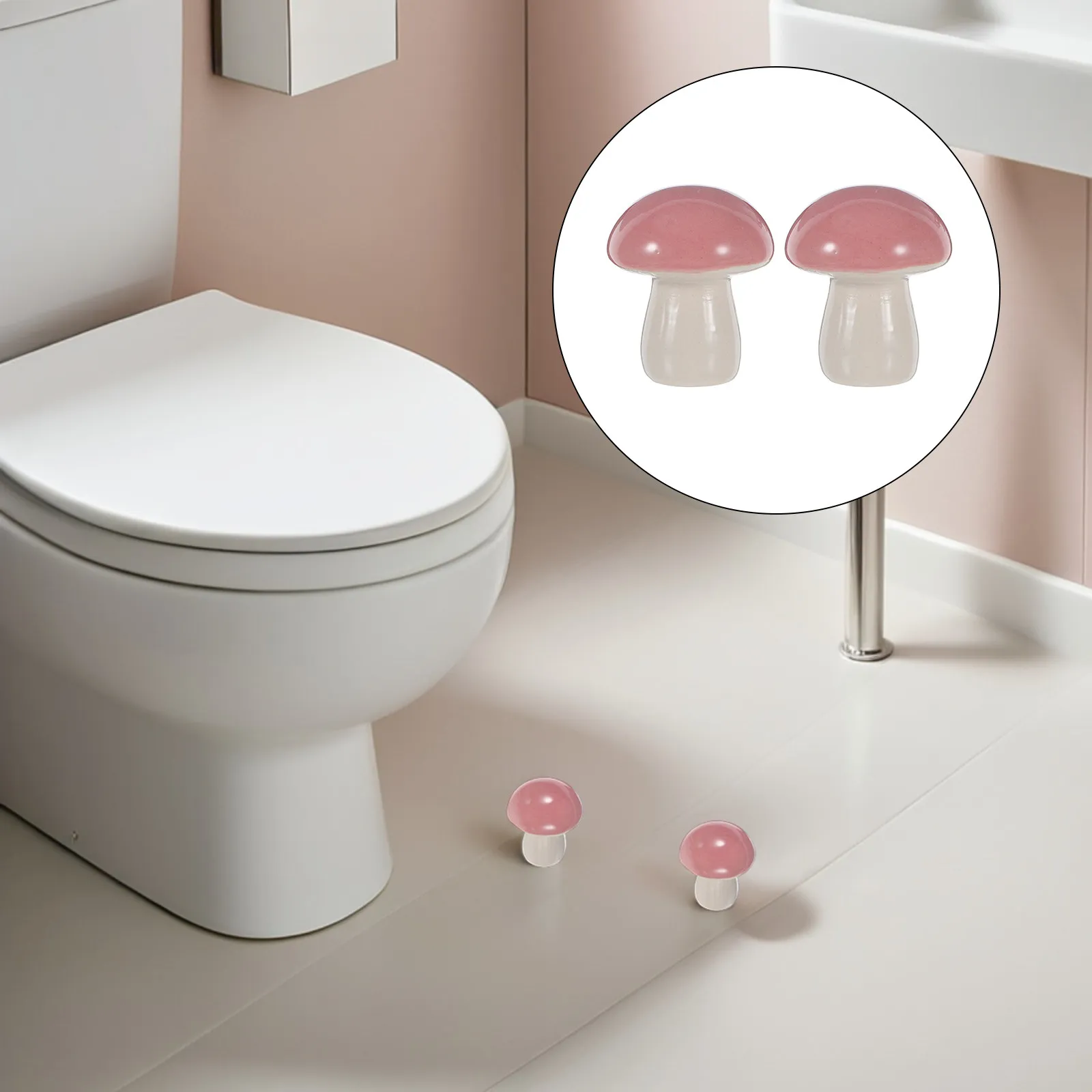 

2Pcs Toilet Bolt Decorative Ceramic Mushroom Caps Floor Bolt Cover Bathroom Base Installation Replacement Toilet Base Covers