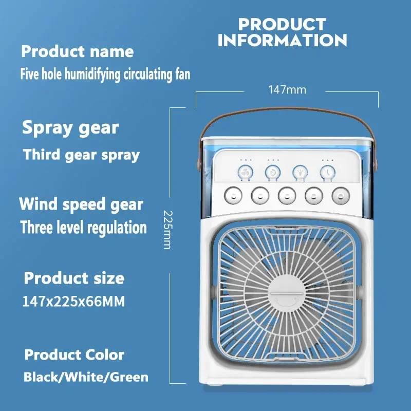 3 In 1 Fan AIr Conditioner Household Small Air Cooler LED Night Light Portable Humidifier Air Adjustment Fan Office Home Fan New image 6