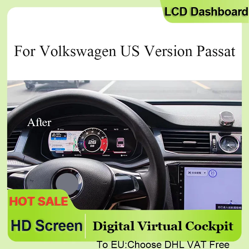 

New Upgrade Digital Cluster GPS Navi LCD Speedometer Dashboard Panel For VW American Version Passat Virtual Instrument CockPit