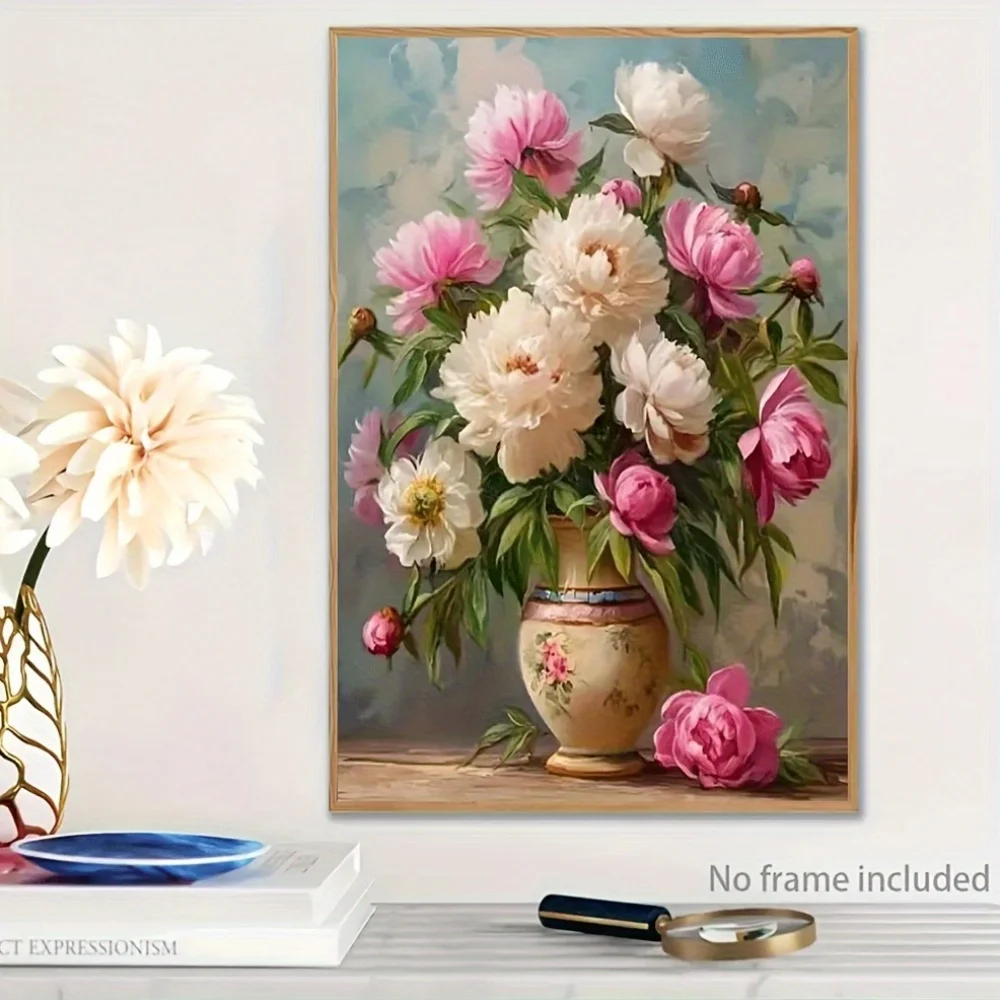 ملصق فني جميل من قماش الفاوانيا - ديكور حائط بدون إطار لغرفة المعيشة وغرفة النوم والمكتب