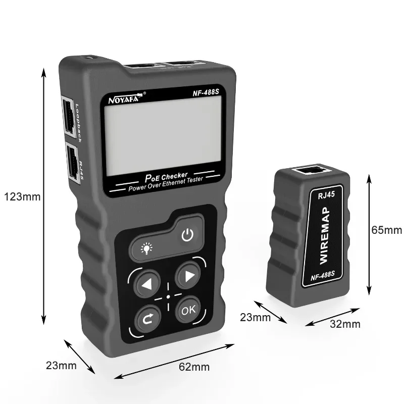 NOYAFA NF-488 Tester kabli sieciowych Wyświetlacz LCD Śledzenie kabli Kontroler PoE Test online Test PoE Tester napięcia i prądu Test pętli