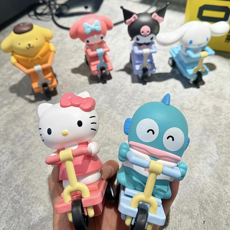 Sanrio Scooter Series Blind Box Figure Kuromi Cinnamoroll Keroppi Action Figurines Pompom Purin Kerokero Model Statue Kids Gift