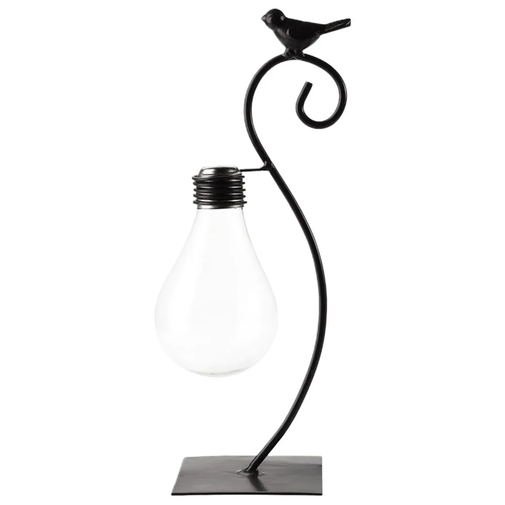 

Creative Glass Flower Vase with Metal Stand Modern Hydroponic Planter Desktop Transparent Vase for Living Room Decor