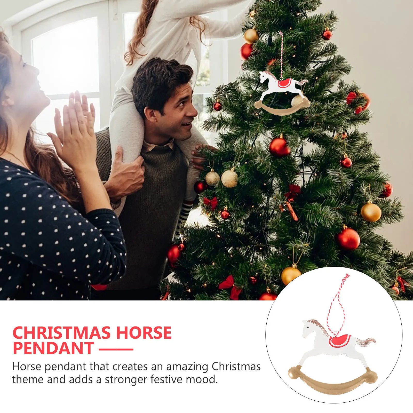 

Metal Christmas Horse Pendant Hanging Ornament Xmas Tree Decoration Rustic Holiday Decor Indoor Party Home Pendant