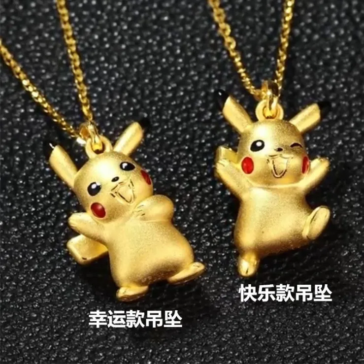 Pokémon Necklace Kawaii Golden Lightning Mouse Pendants Cartoon Figure Fans Collection Present Yellow Jewelry Sweater Chain Gift