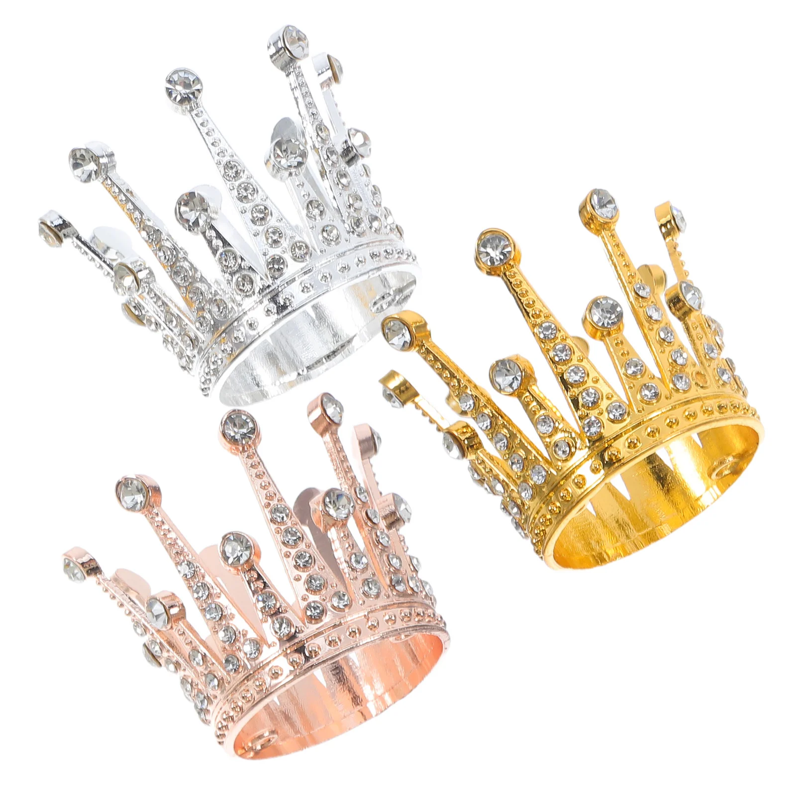 

3Pcs Mini Alloy Rhinestone Crown Cake Toppers Elegant Birthday Wedding Flower Anniversary Bouquet Decorations Crown Ornaments
