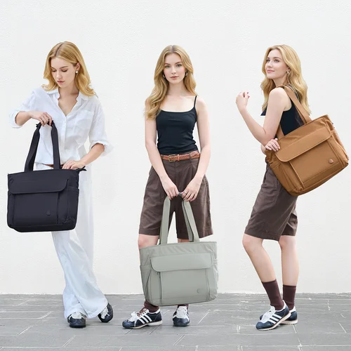 Imagen 2 del producto AJI, bolso de almuerzo de negocios para mujer, bolso de hombro multifuncional para ordenador portátil de 17 pulgadas, bolso de mano para ir al trabajo y oficina para mujeres y hombres, multicompartimentos