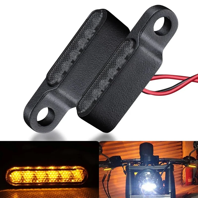 2PCS Motorcycle Turn Signals Blinkers Indicators Amber Lamp 6LED For Motorbike Scooter