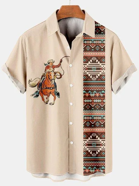 

Мужской летний повседневный кардиган свободного кроя с цифровым принтом, из дышащей льняной смеси, с отложным воротником и коротким рукавом