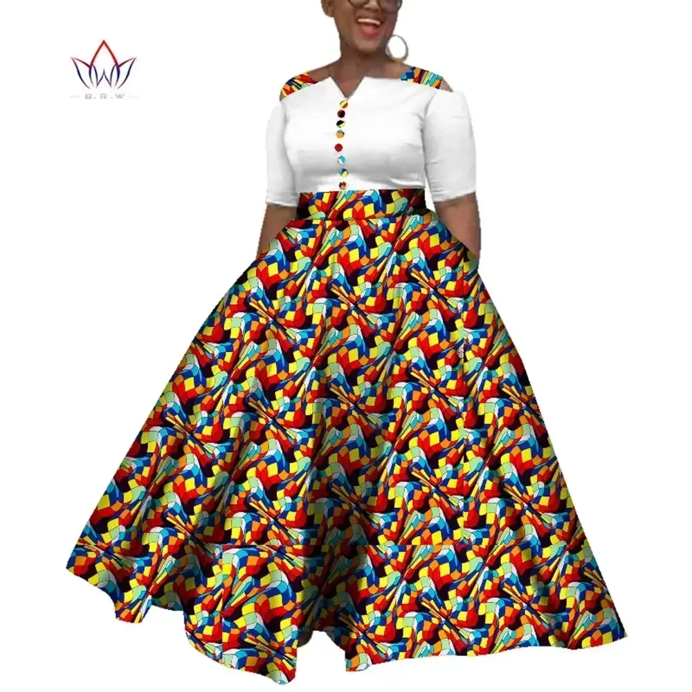 Dashiki Afrikanische Kleider Für Frauen Bunte Tägliche Hochzeit Größe S-6XL Afrikanische Kleider Für Frauen Knöchellangen Kleid WY3853