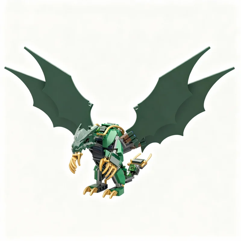 197pcs MOC Ninjia 2x Green Forest Dragon 71829-1 - Evolved Form Model Building Blocks Christmas Gift Toy Education Brick Idea