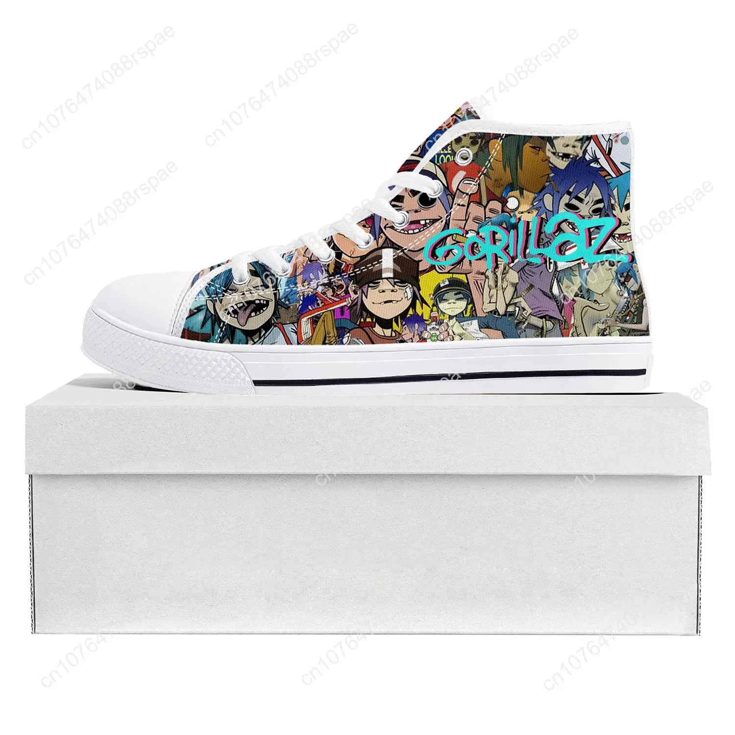 Gorillaz Band High Top High Quality Sneakers Mens Womens Teenager Canvas Customized Sneaker Casual Couple Shoes Custom Shoe