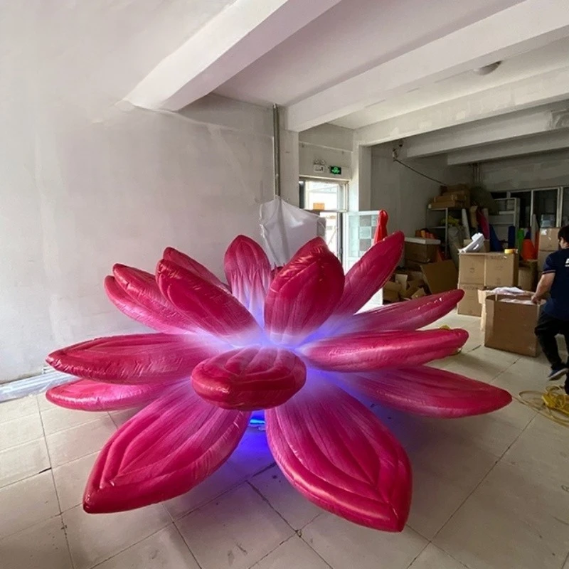 Customized luminescent Stage Concert Toys  Red Giant Inflatable Flower Model for DJ