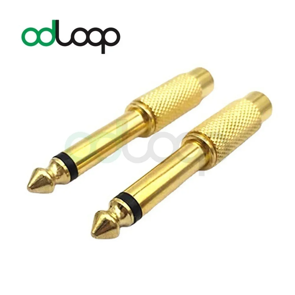 2pcs Gold Plated 6.35mm 1/4