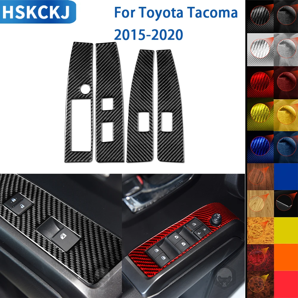 

For Toyota Tacoma 2015-2020 Accessories Carbon Fiber Car Interior Windows Control Panel Cover Trim Sticker Decoration