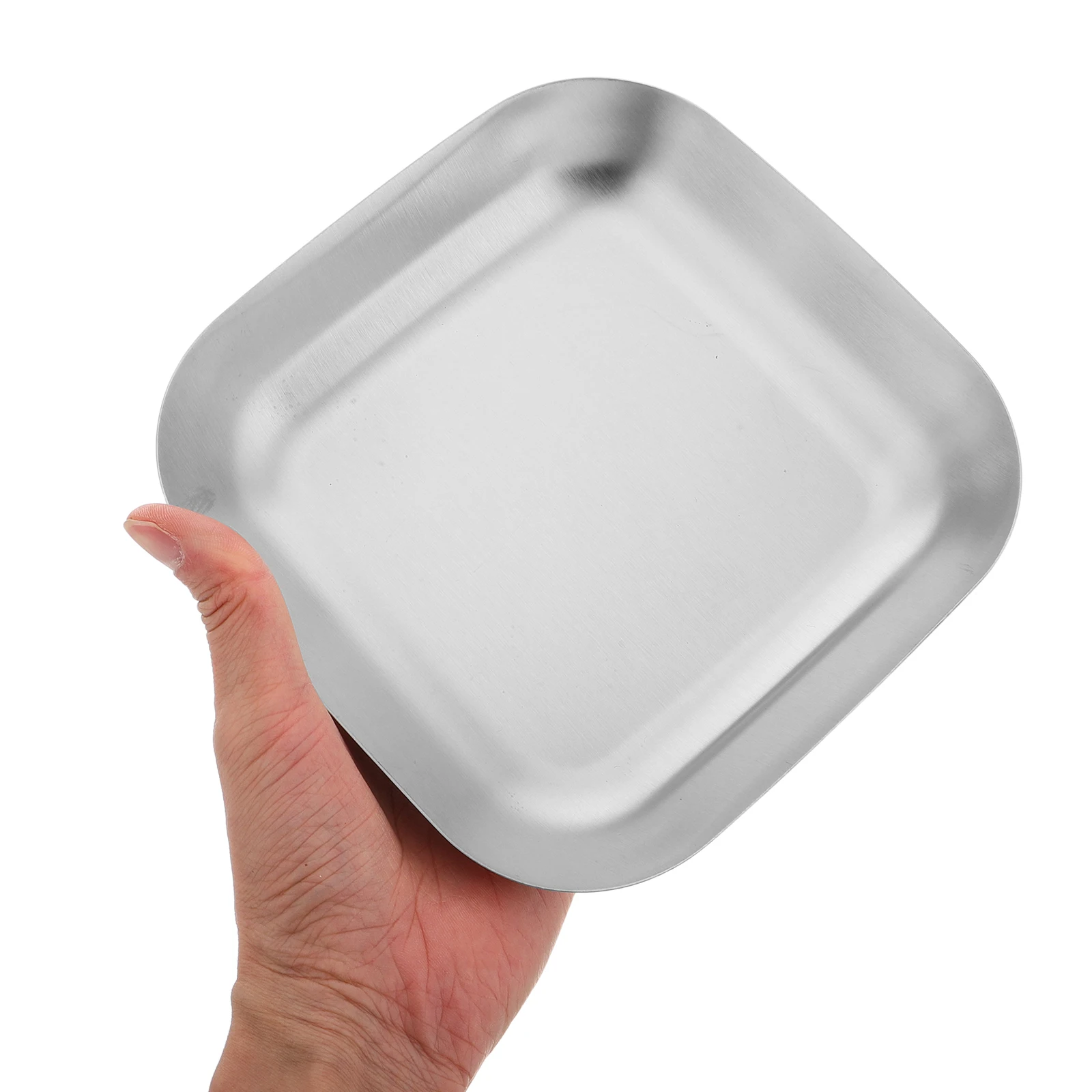 

1pc Stainless Steel Square Disc Camping Plates BBQ Grill Plate Large Serving Dishes Reusable Korean Steak Plates Metal Dish