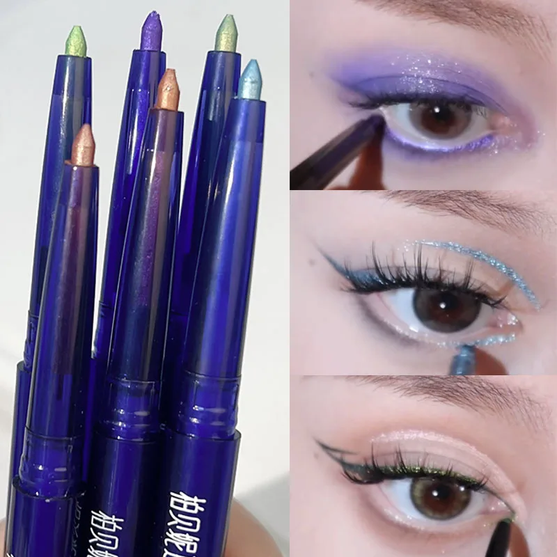 Aurora Eyeliner Eyeshadow Pen Makeup Waterproof Chrome Metallic Eye Shadow Glitter Green Purple Lying Silkworm Eyes Cosmetics