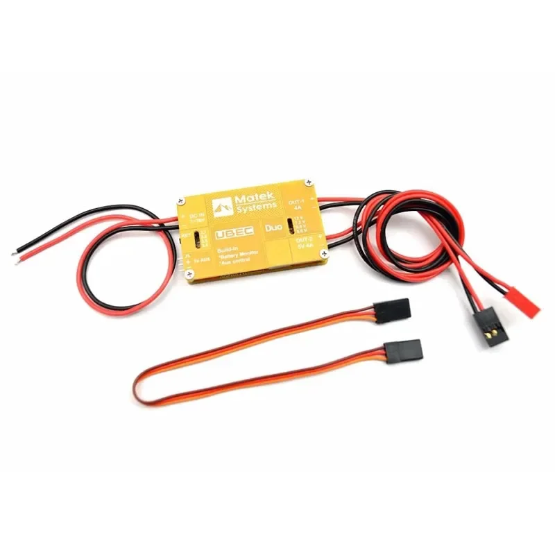 Matek System Dual UBEC 4A / 5-12V & 4A / 5V Built-in Aux RC Control Switch with Low Voltage Alarm Ues for RC Racing Drones Parts