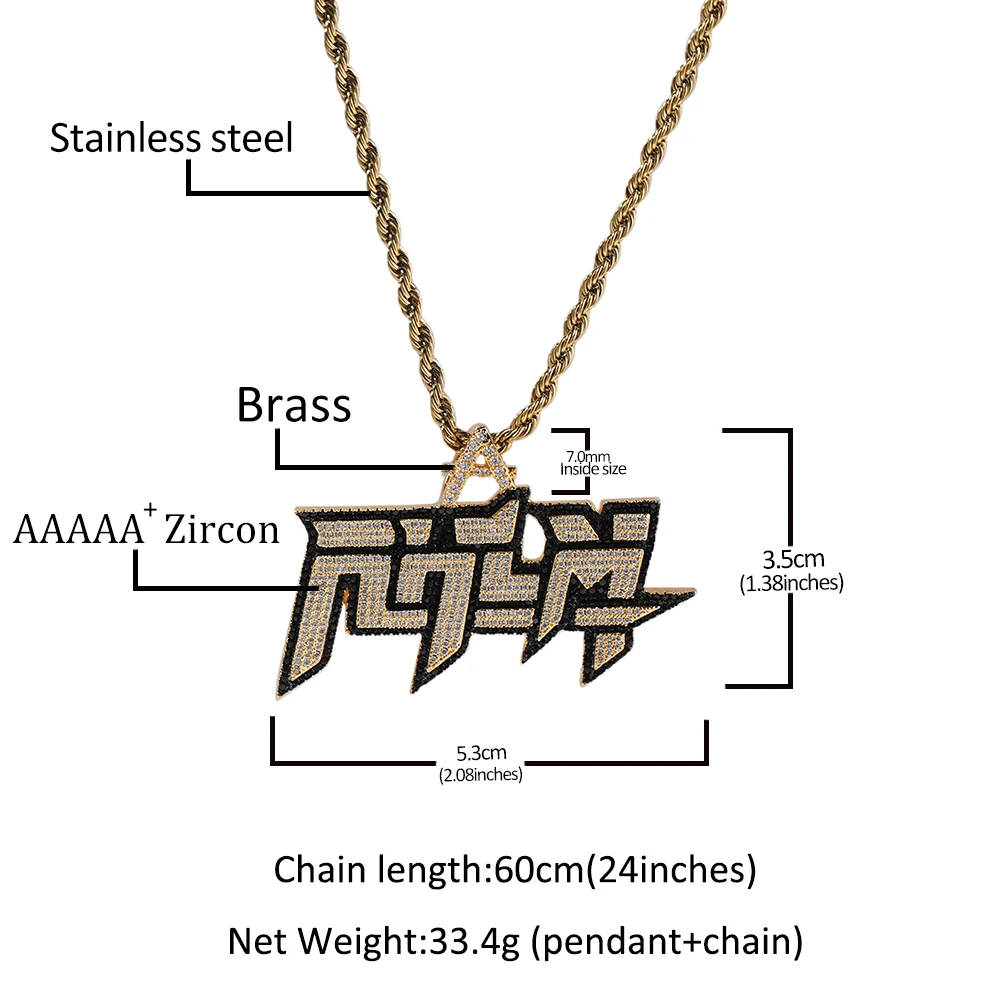 Uwin RHLM Two Colors Pendant Necklace Hip Hop Jewelry Iced Out Fashion Charm Gifts