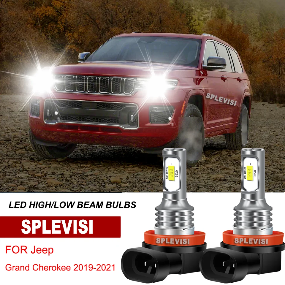 

2x H11 Car LED Headlight High/Low Beam Bulbs 6000K White Aviation Aluminum Upgrade Kit For Jeep Grand Cherokee 2019 2020 2021